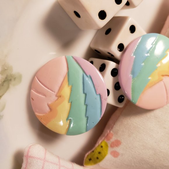 Vintage Retro Rainbow Earrings 80s - Picture 8 of 8